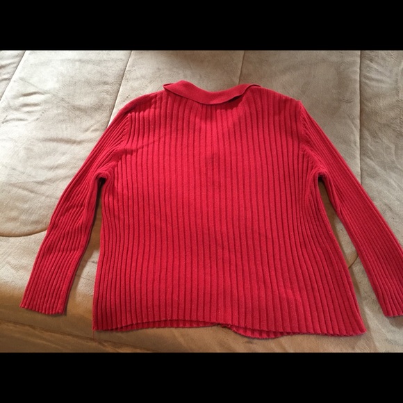 EXPRESS Red Ribbed Cotton Button down Top Large - Picture 5 of 5